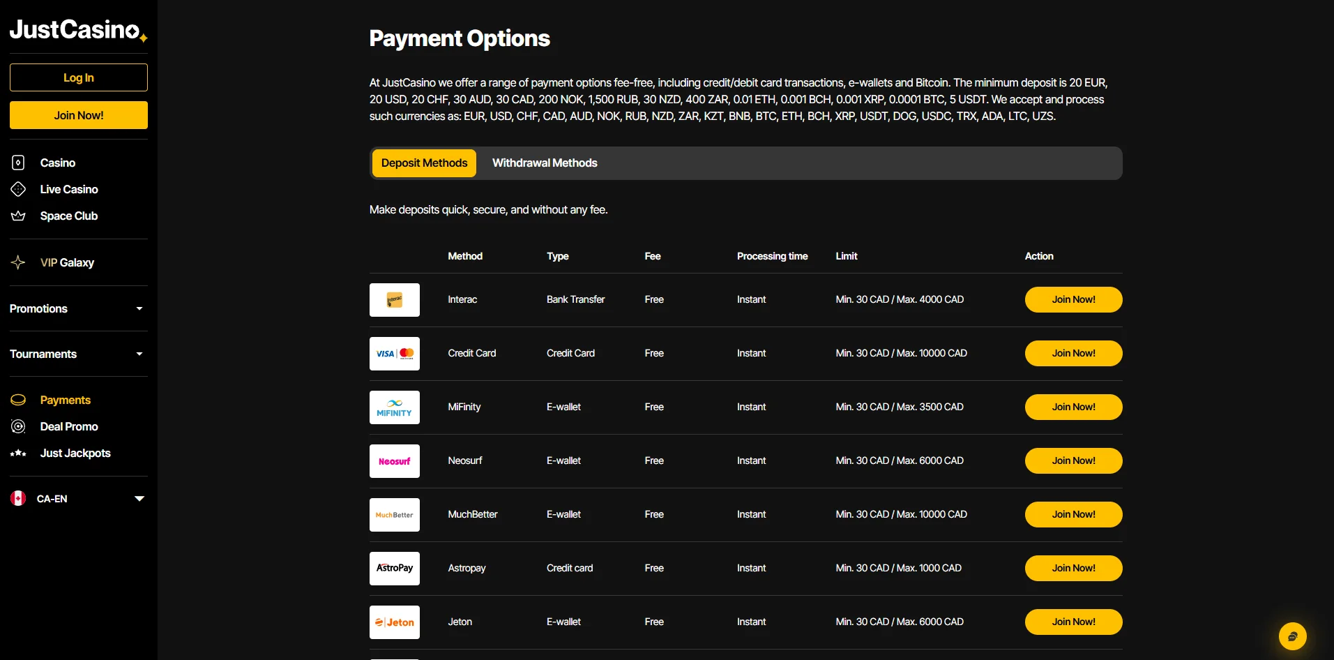 How to Deposit Money in JustCasino