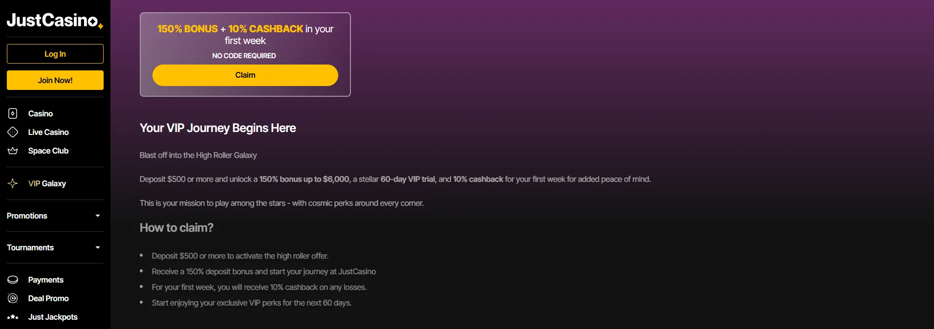 How to Get a Bonus in JustCasino