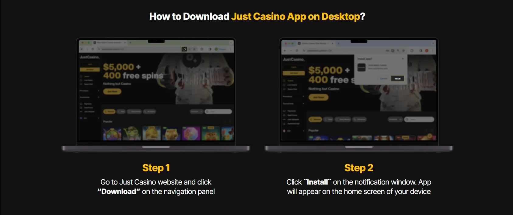 How to Install JustCasino App